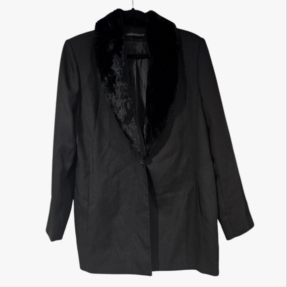 NEW VINTAGE Morton Bernard Faux Fur Collar Blazer Coat Jacket Size 14 - Picture 1 of 5